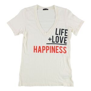 dirty violet Womens Life Love Happiness Graphic T-Shirt, Multicoloured, NWT